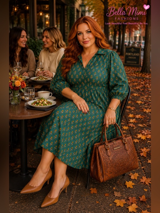 chic soul Dresses & Skirts - Chic  Soul Floral Emerald green midi Dress size 2X  🌸🌺🌹 BMB HALL